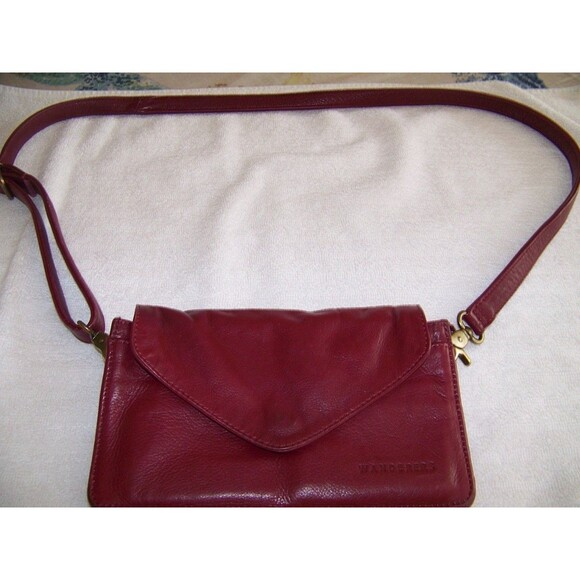 Leather Crossbody Wallet Purse Wristlet Burgundy Convertible Bag Removable Strap - Picture 3 of 16